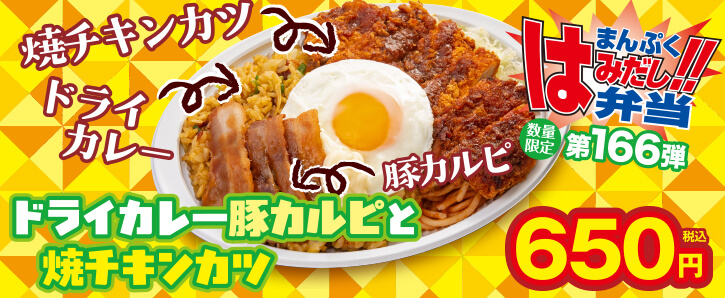 新作まんぷくはみだし弁当★第166弾！ドライカレー豚カルピと焼きチキンカツ